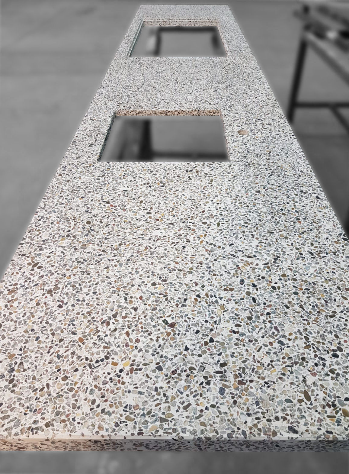 Diggels keukenblad van gerecycled beton